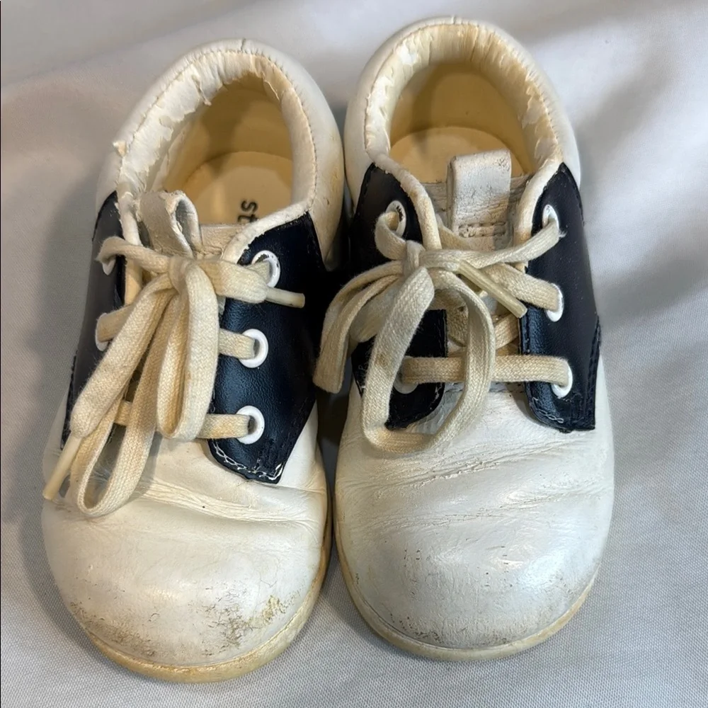Vintage Stride Rite, Toddler/Baby Walking Saddle Shoes, Navy/White, sz 5 1/2 M